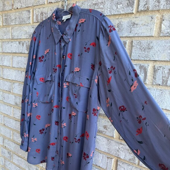 Lucky Brand Long Sleeve Button Front Collared Floral Shirt Women's Size 2X. - Picture 7 of 11